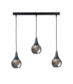 Lacrima Bar Pendant Ceiling Light Black Smoky Glass Shade 3x E27-1