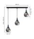 Lacrima Bar Pendant Ceiling Light Black Smoky Glass Shade 3x E27-2