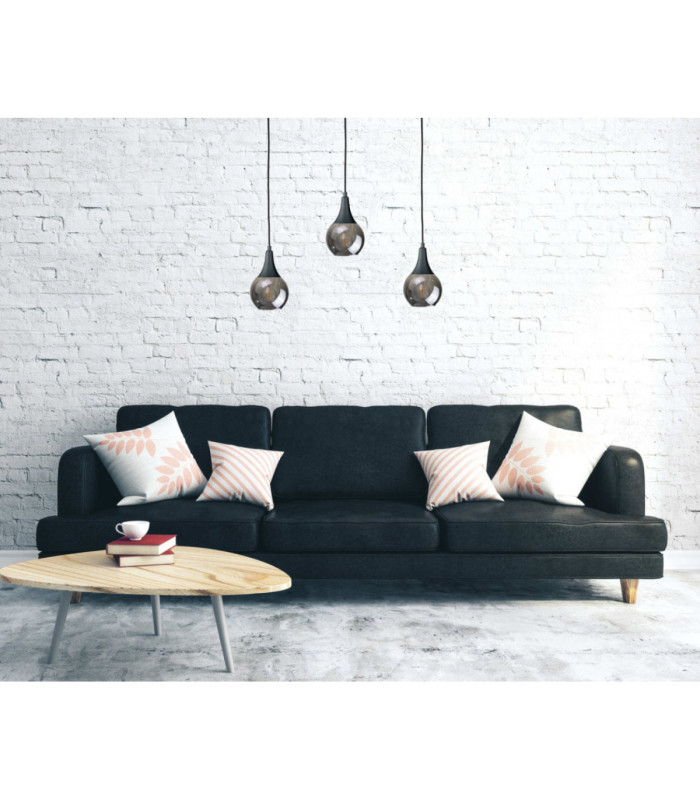 Lacrima Bar Pendant Ceiling Light Black Smoky Glass Shade 3x E27-3