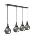 Lacrima Bar Pendant Ceiling Light Black Smoky Glass Shade 4x E27-1