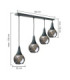Lacrima Bar Pendant Ceiling Light Black Smoky Glass Shade 4x E27-2
