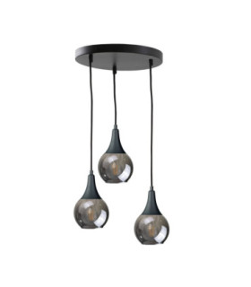 Lacrima Cluster Pendant Ceiling Light Black Smoky Glass Shade 3x E27-1