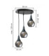 Lacrima Cluster Pendant Ceiling Light Black Smoky Glass Shade 3x E27-2