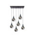 Lacrima Cluster Pendant Ceiling Light Black Smoky Glass Shade 6x E27-1