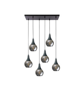 Lacrima Cluster Pendant Ceiling Light Black Smoky Glass Shade 6x E27-1