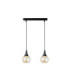 Lacrima Bar Pendant Ceiling Light Black Amber Glass Shade 2x E27-1