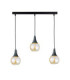 Lacrima Bar Pendant Ceiling Light Black Amber Glass Shade 3x E27-1