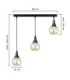 Lacrima Bar Pendant Ceiling Light Black Amber Glass Shade 3x E27-2