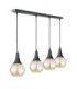 Lacrima Bar Pendant Ceiling Light Black Amber Glass Shade 4x E27-1