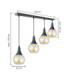 Lacrima Bar Pendant Ceiling Light Black Amber Glass Shade 4x E27-2