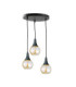 Lacrima Cluster Pendant Ceiling Light Black Amber Glass Shade 3x E27-1
