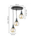 Lacrima Cluster Pendant Ceiling Light Black Amber Glass Shade 3x E27-2
