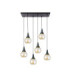 Lacrima Cluster Pendant Ceiling Light Black Amber Glass Shade 6x E27-1