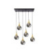 Lacrima Cluster Pendant Ceiling Light Black Gold Smoky Glass Shade 6x E27-1