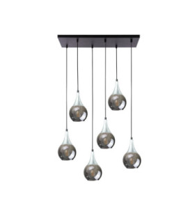 Lacrima Cluster Pendant Ceiling Light Black Silver Smoky Glass Shade 6x E27-1