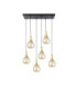 Lacrima Cluster Pendant Ceiling Light Black Gold Amber Glass Shade 6x E27-1