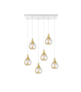 Lacrima Cluster Pendant Ceiling Light White Gold Amber Glass Shade 6x E27-1