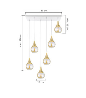 Lacrima Cluster Pendant Ceiling Light White Gold Amber Glass Shade 6x E27-2