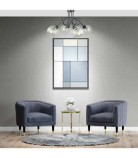 Evie Curved Multi Arm Semi Flush Ceiling Lamp Black Transparent Glass Shade 4x E27-2