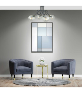 Evie Curved Multi Arm Semi Flush Ceiling Lamp Black Gold Transparent Glass Shade 4x E27-2