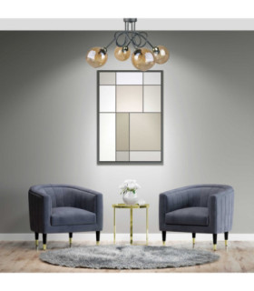 Venus Curved Multi Arm Semi Flush Ceiling Lamp Black Gold Transparent Glass Shade 4x E27-2