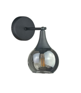 Star Dome Wall Lamp Black Smoky Glass Shade 1x E27-1