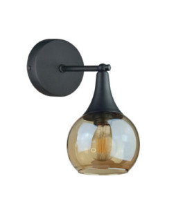 Star Dome Wall Lamp Black Amber Glass Shade 1x E27-1