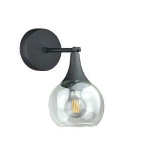 Star Dome Wall Lamp Black Transparent Glass Shade 1x E27-1