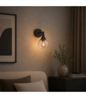 Star Dome Wall Lamp Black Transparent Glass Shade 1x E27-2