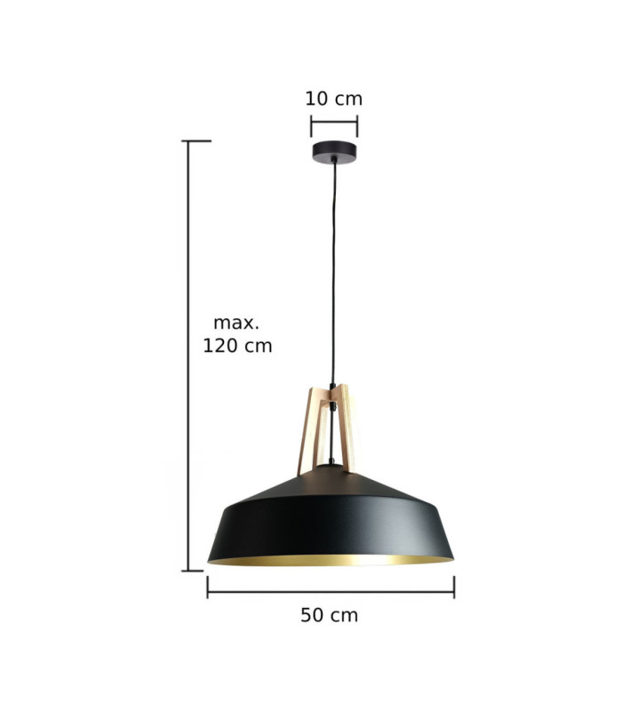 Trex Dome Pendant Ceiling Light Black Gold 1x E27-6