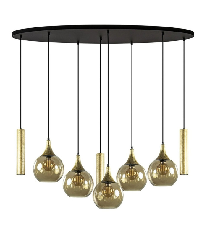 Calypso Cluster Pendant Ceiling Light Black Gold Amber Gold Glass Shade 5x E27/GU10-3