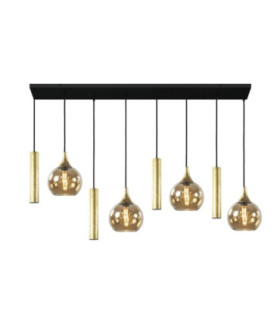 Calypso Cluster Pendant Ceiling Light Black Gold Amber Gold Glass Shade 4x E27/GU10-1
