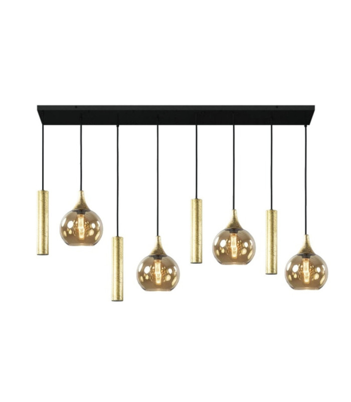Calypso Cluster Pendant Ceiling Light Black Gold Amber Gold Glass Shade 4x E27/GU10-1