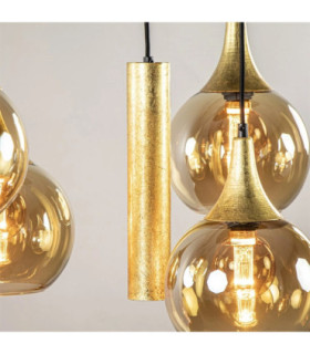 Calypso Cluster Pendant Ceiling Light Black Gold Amber Gold Glass Shade 4x E27/GU10-2