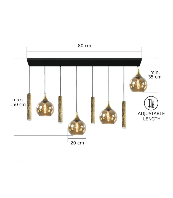 Calypso Cluster Pendant Ceiling Light Black Gold Amber Gold Glass Shade 4x E27/GU10-4