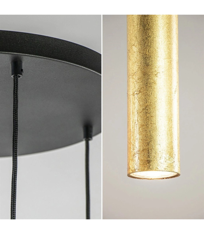Calypso Cluster Pendant Ceiling Light Black Gold Amber Gold Glass Shade 3x E27/GU10-3