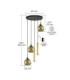 Calypso Cluster Pendant Ceiling Light Black Gold Amber Gold Glass Shade 3x E27/GU10-6