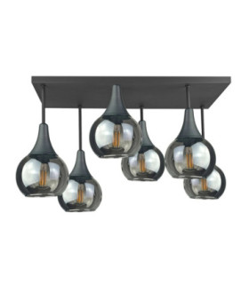 Soma Shade Cluster Ceiling Light Black Smoky Glass Shade 6x E27-1