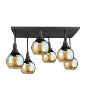Soma Shade Cluster Ceiling Light Black Amber Glass Shade 6x E27-1