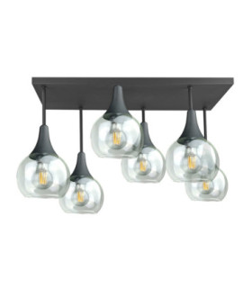 Soma Shade Cluster Ceiling Light Black Transpernt Glass Shade 6x E27-1