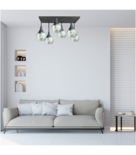 Soma Shade Cluster Ceiling Light Black Transpernt Glass Shade 6x E27-2