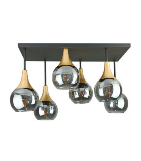 Soma Shade Cluster Ceiling Light Black Gold Smoky Glass Shade 6x E27-1