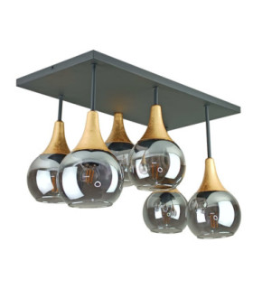 Soma Shade Cluster Ceiling Light Black Gold Smoky Glass Shade 6x E27-2