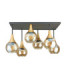 Soma Shade Cluster Ceiling Light Black Gold Amber Glass Shade 6x E27-1