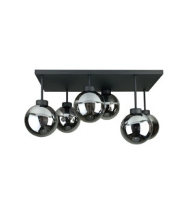 Dea Globe Ceiling Light Black Smoky Glass Shade 6x E27-1