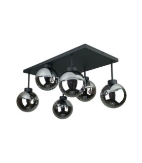 Dea Globe Ceiling Light Black Smoky Glass Shade 6x E27-2