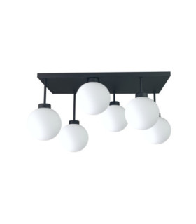 Dea Globe Ceiling Light Black White Glass Shade 6x E27-1