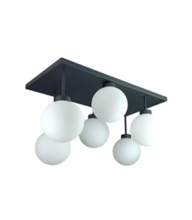 Dea Globe Ceiling Light Black White Glass Shade 6x E27-2