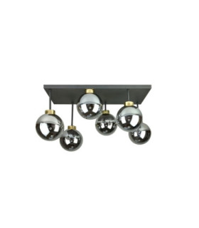 Dea Globe Ceiling Light Black Gold Smoky Glass Shade 6x E27-1