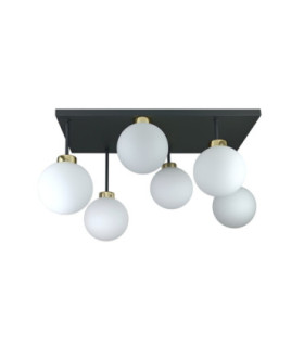 Dea Globe Ceiling Light Black Gold White Glass Shade 6x E27-1